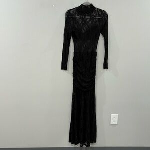 Elegant Black Long Sleeve Lace Dress
